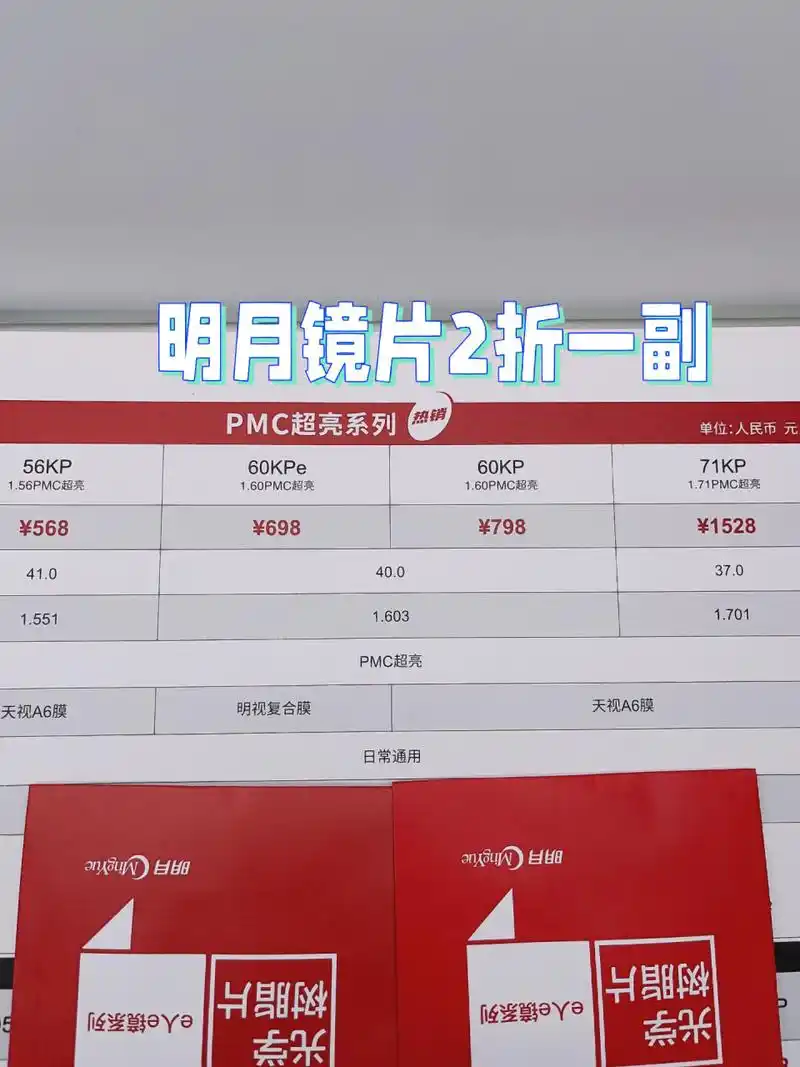 明月pmc镜片是明月的主打产品,同时也是明月镜片里面非常畅销的产品