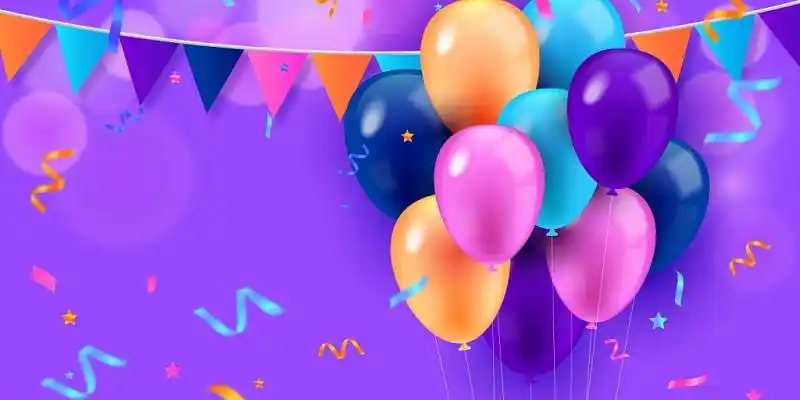 炫彩渐变立体彩带气球生日会派对舞台背景