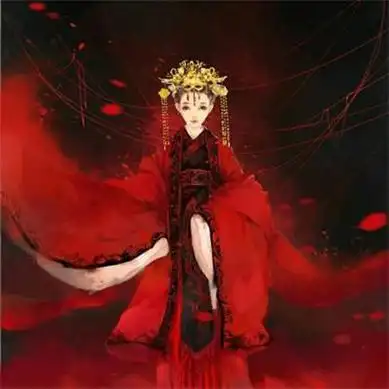 古风情侣头像红衣一对 高清穿嫁衣的红衣古风情侣头像图片