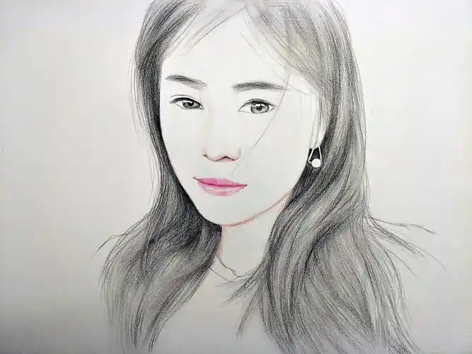 彩铅美女肖像画---叶青(过程)