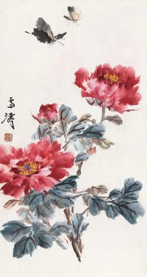 著名画家王雪涛国画《牡丹》欣赏