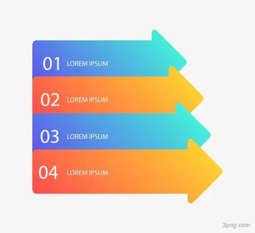 彩色目录箭头png素材透明免抠图片-ppt元素