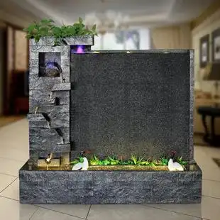 假山水幕墙流水墙玄关隔断屏风酒店别墅庭院水景鱼池装饰落地摆件