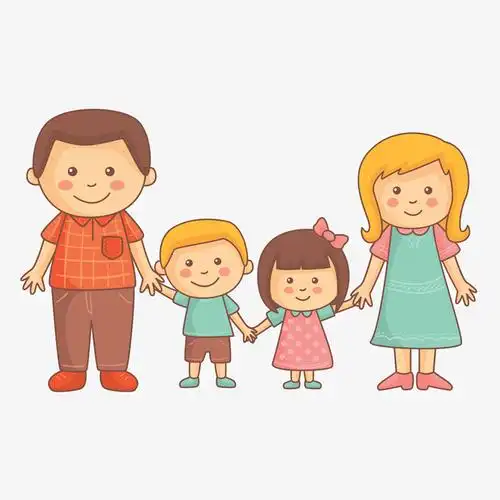 卡通四口之家矢量图