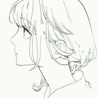 画关键词  女孩女郎少女美女白描简笔画nbsp黑白色nbsp手绘少女侧颜