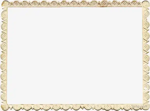 手绘金黄色花纹边框png素材透明免抠图片-边框纹理