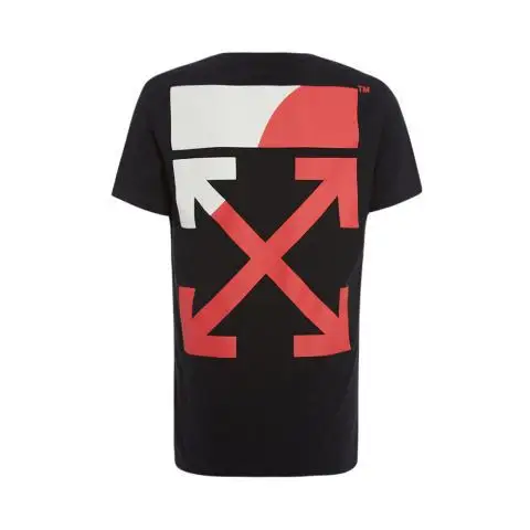 off white 蓝色全棉箭头印花logo标识男士时尚短袖t恤