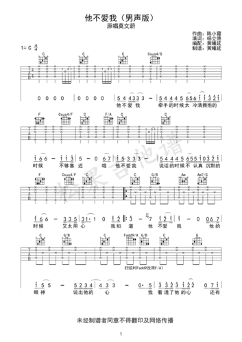 《他不爱我(男声版)》吉他谱