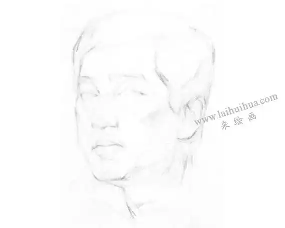 《男子头像》素描画法步骤图示01