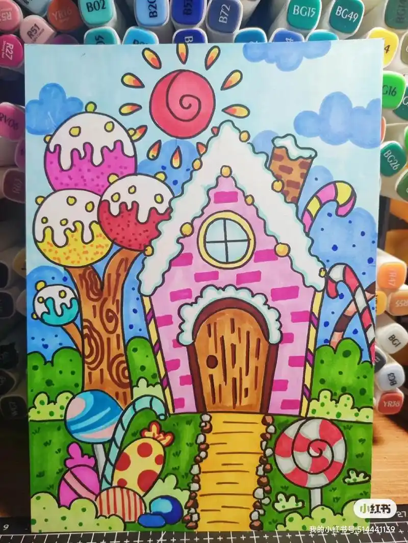 马克笔儿童画—《可爱的房子》#简笔画 #画画 #多乐绘马克笔 - 抖音