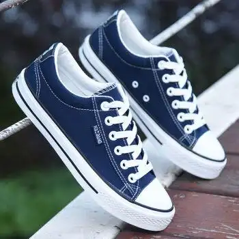 帆布鞋男夏季潮鞋子学生休闲鞋韩版百搭情侣板鞋平底低帮球鞋901蓝色