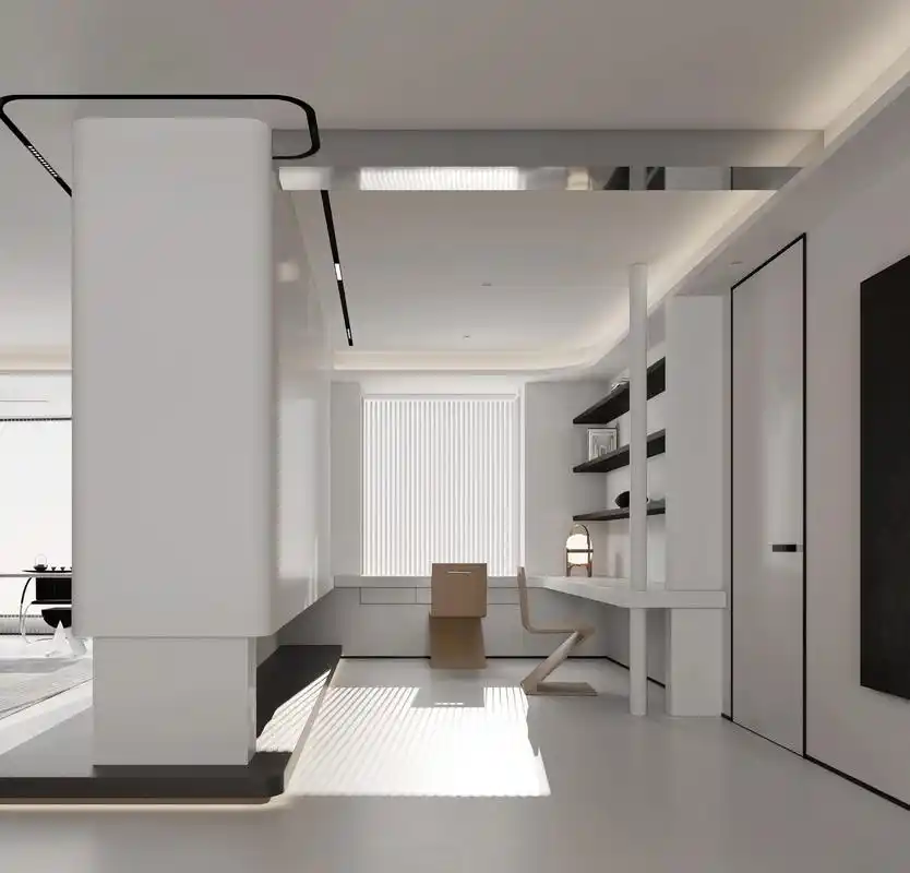 茂名装修200m05现代黑白简约平层书房