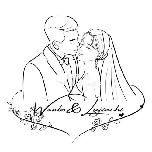 客单 婚纱照头像约稿 手绘头像定制 私人订制婚纱照简笔画手绘婚纱照