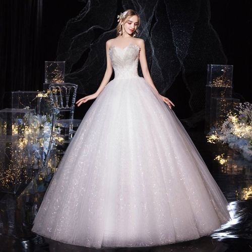 星空主婚纱2020新款新娘结婚礼服抹胸显瘦抖音同款影楼蓬蓬裙