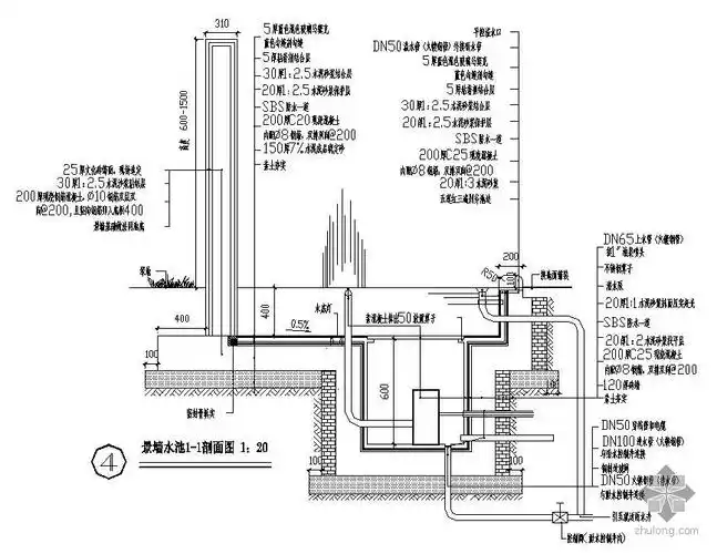 景墙喷泉施工详图