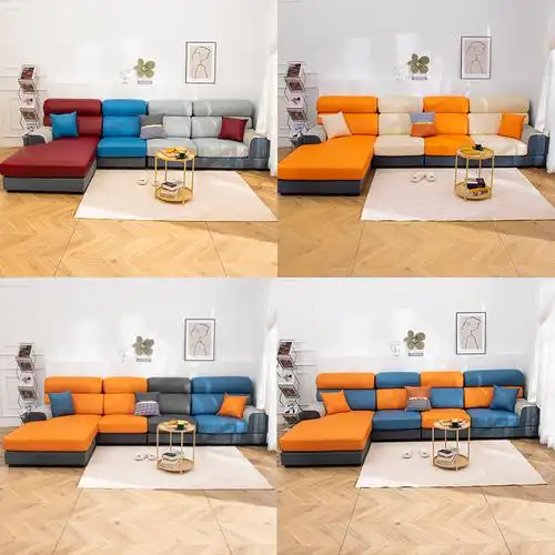 沙发2022坐垫皮革拼色简约通用四季新款布沙发沙发套