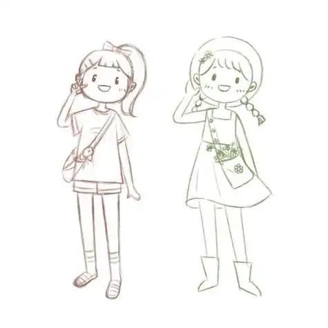 站着小女孩的简笔画