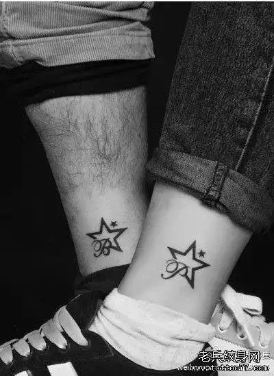 个性漂亮五星情侣纹身图案