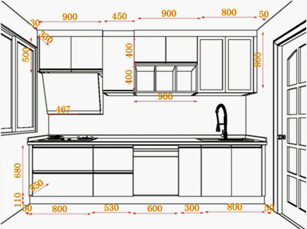 常用橱柜尺寸设计参考图纸
