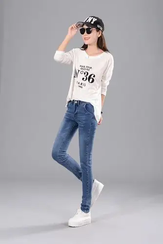 2018秋冬季新款加绒加厚牛仔裤女装小脚铅笔裤女弹力显瘦长裤子潮