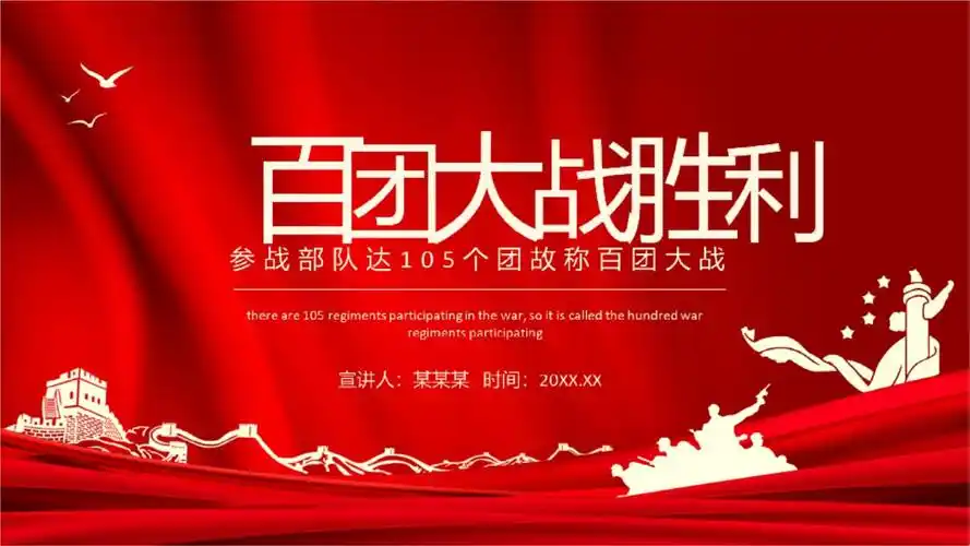 学党史百团大战胜利参战部队达105个团故称百团大战全文完全解读课件.
