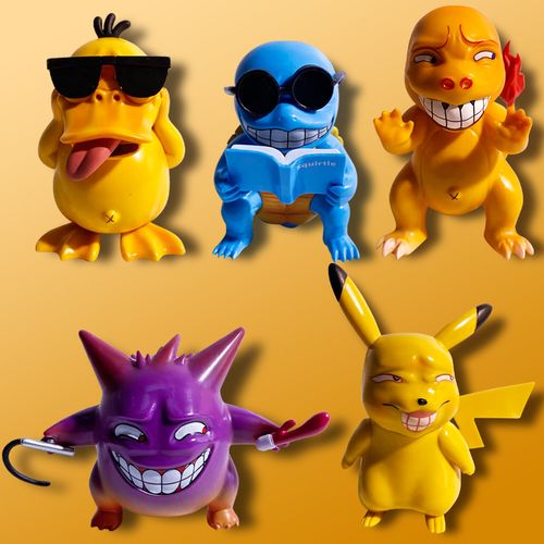 猥琐可达鸭皮卡丘小火龙杰尼龟耿鬼整人调皮恶搞神奇宝贝q版手办