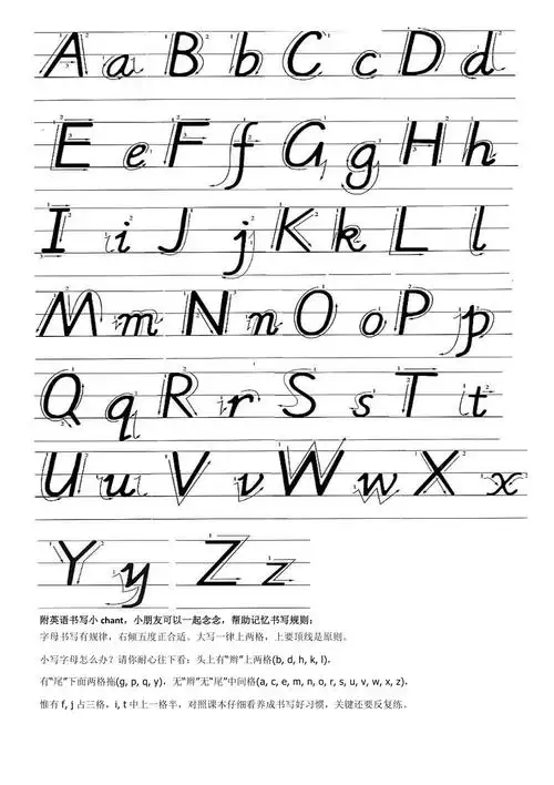 三年级英语字母书写范例