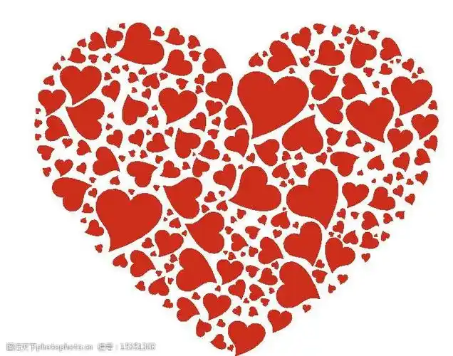 多个心型组成大心形矢量素材图片