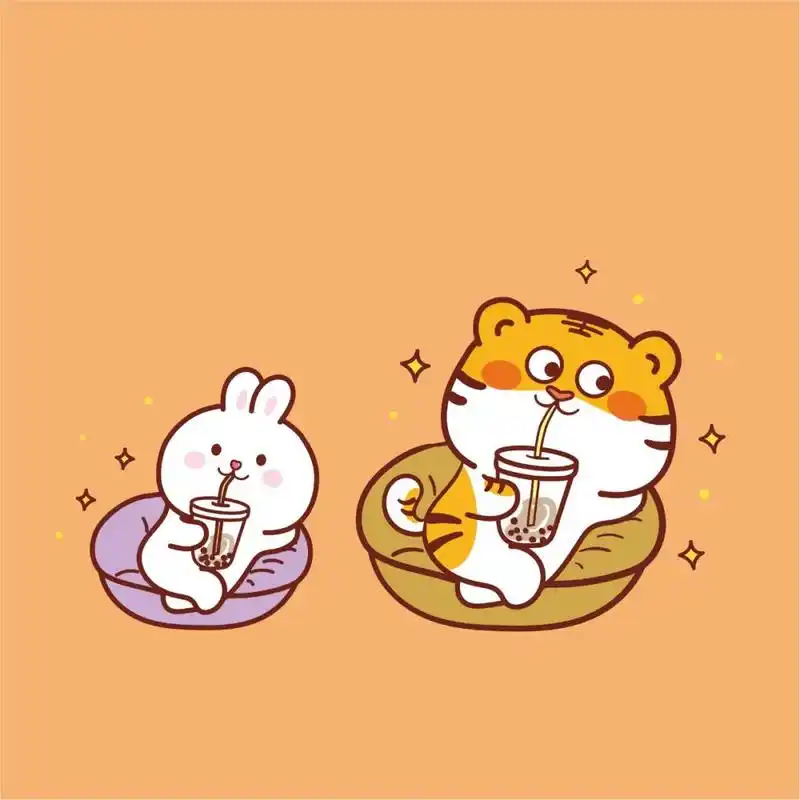 原创│虎萌萌兔子ip卡通形象喝奶茶 原创│虎萌萌兔子ip卡通形象 表情