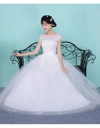 夏季抹胸蕾丝齐地婚纱礼服韩式挂脖新娘结婚婚礼立领女 婚纱 xl