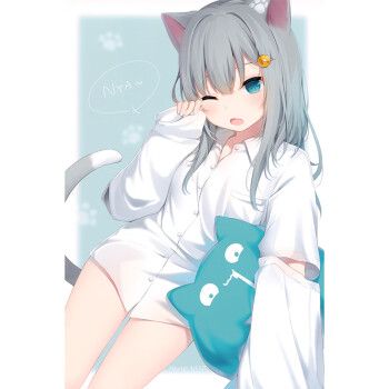 靓趣二次元动漫海报墙贴宿舍卧室高清壁纸超大防水自 猫羽雫17 90x60