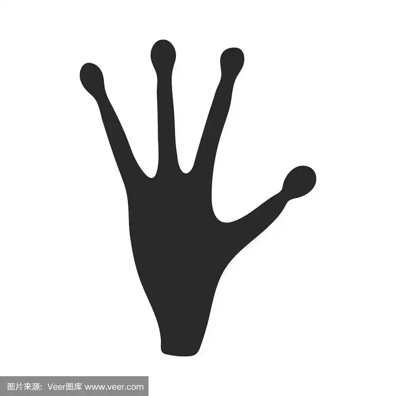 外星人的手的图标在黑色风格孤立在白色的背景.空间符号股票矢量插图.