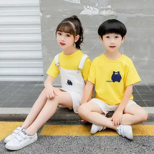 童装短袖夏装兄妹装套装 韩版男女童龙凤胎姐弟装 儿童园服表演服