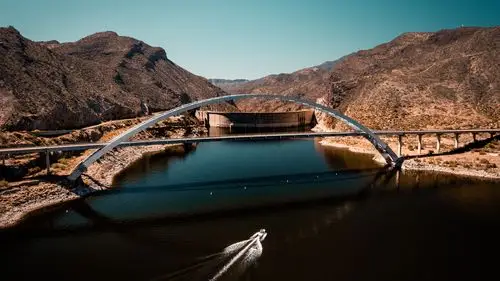 壁纸 河,桥,船,山 3840x2160 uhd 4k 高清壁纸, 图片, 照片