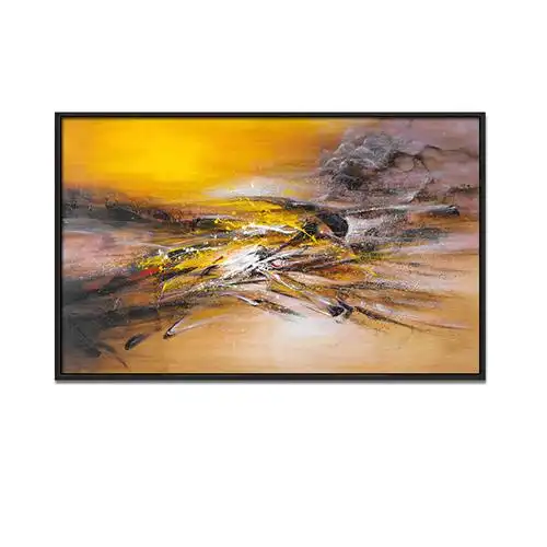 纯手绘赵无极简约框装饰画客厅玄关书房走廊过道横幅抽象油画