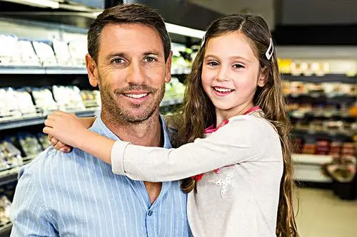 微笑,父亲,女儿,爸爸,杂货店