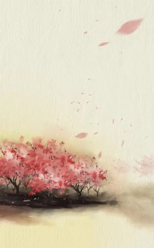 唯美中国风桃花林小说封面海报背景psd