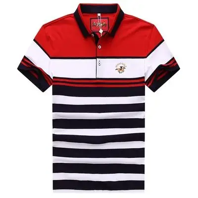 保罗polo衫男短袖t恤专柜条纹红色上衣品牌男装高档夏季带领t正品