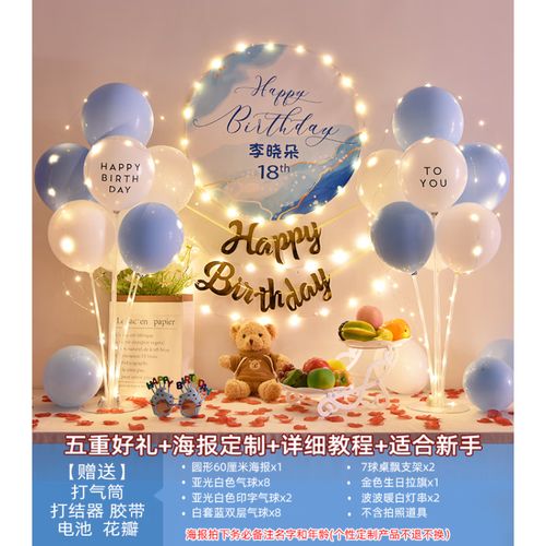 云舵女孩18岁成人礼生日装饰 网红男孩场景布置十八岁生日派对背景墙