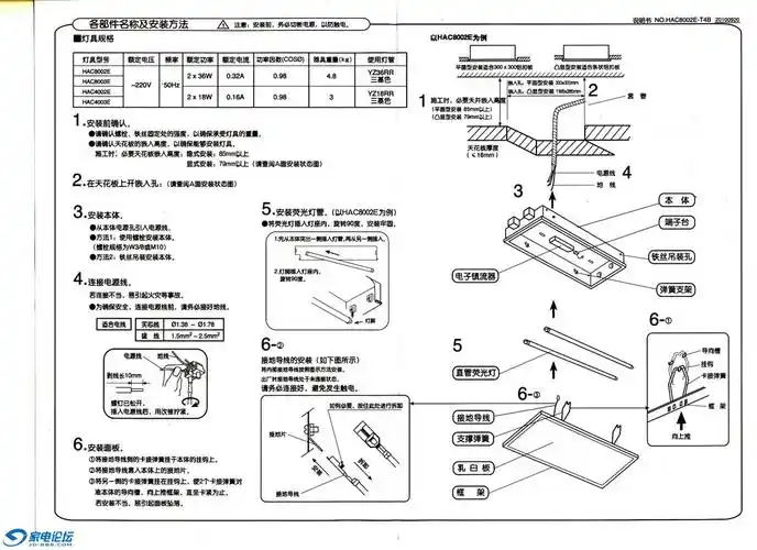网购松下hac4002e嵌入式厨房灯,顺便发个安装说明书