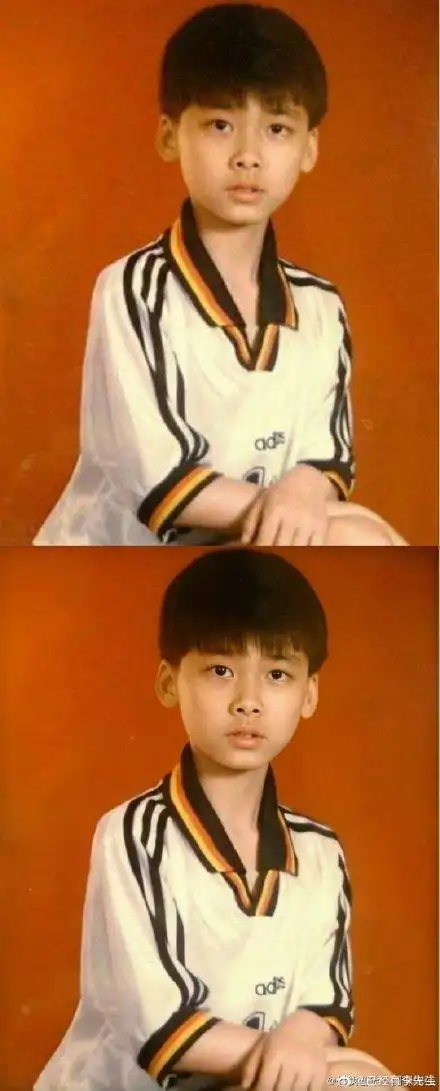 母胎美男认证!李易峰童年修复照眉眼精致帅气