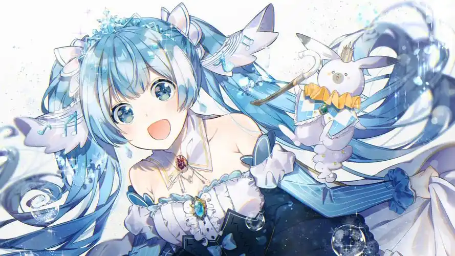 初音蓝眼睛蓝发蝴蝶结连衣裙4k图片,4k高清动漫图片,娟娟壁纸