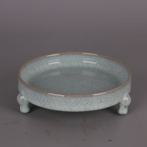 澳颜莱 汝窑瓷器摆件 宋汝窑天青釉开片三足洗 景德镇仿古瓷器古玩