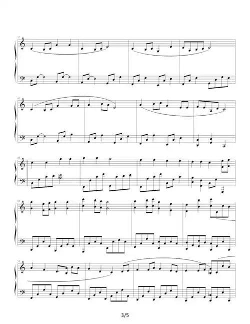 梁o茹 丁 知足 c调 钢琴谱 五线谱