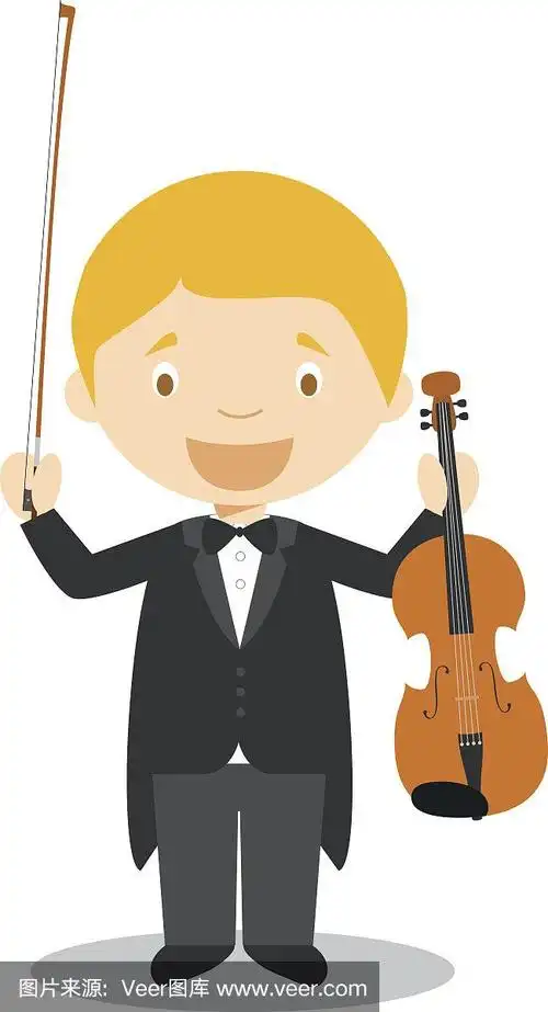 可爱的卡通矢量插图的小提琴家