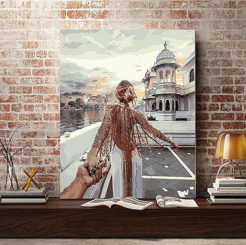 执子之手浪漫唯美环游世界的摄影diy数字油画酒店餐厅家居装饰画