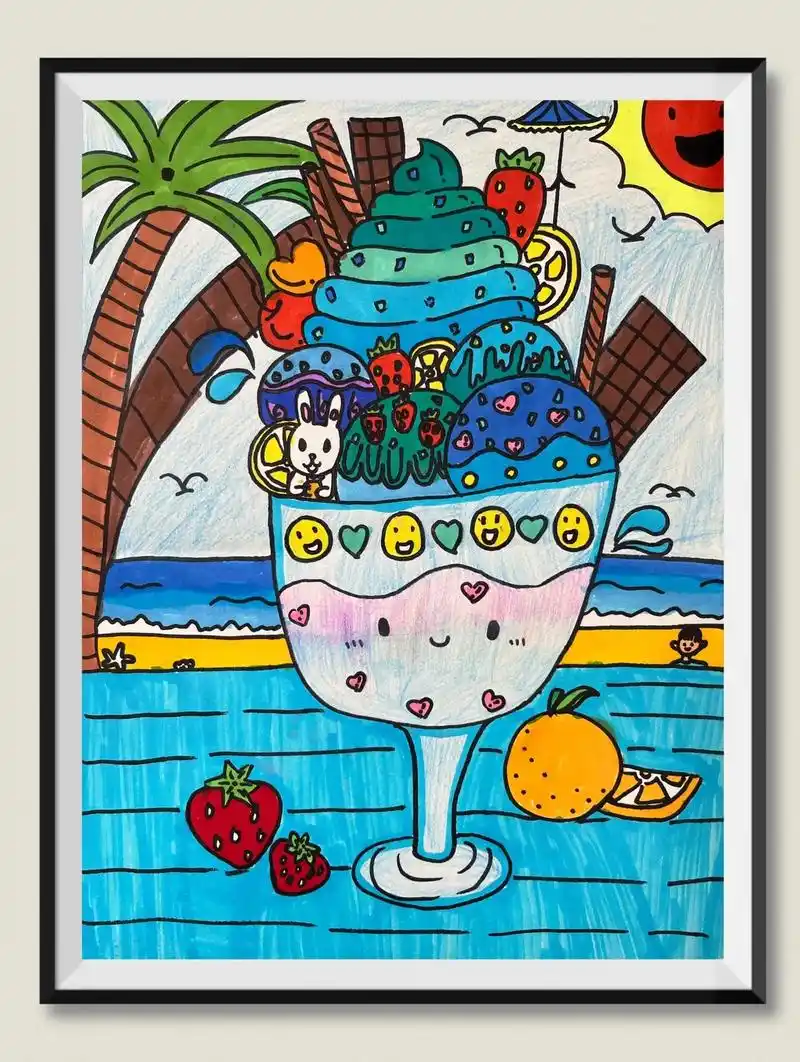 孩子们的画生活中的冷色清凉一夏