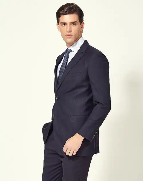 两扣羊毛藏蓝色西服