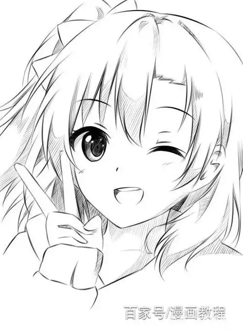 图片手的画法: 画手的背面一侧应以硬线动漫素描女生手画法图片绘画