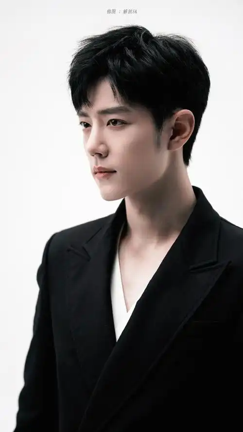 肖战黑色深v西装